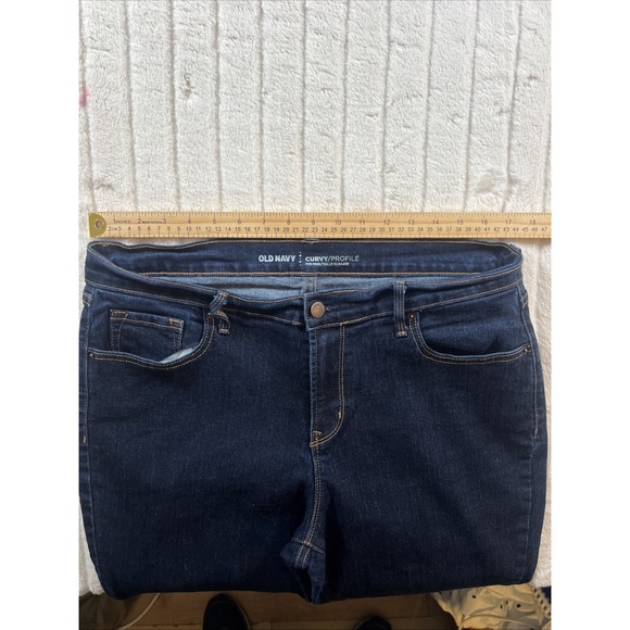 Old Navy Curvy Skinny Jeans Mid-Rise Denim Size 14 short Stretchy Dark Wash - Picture 6 of 10